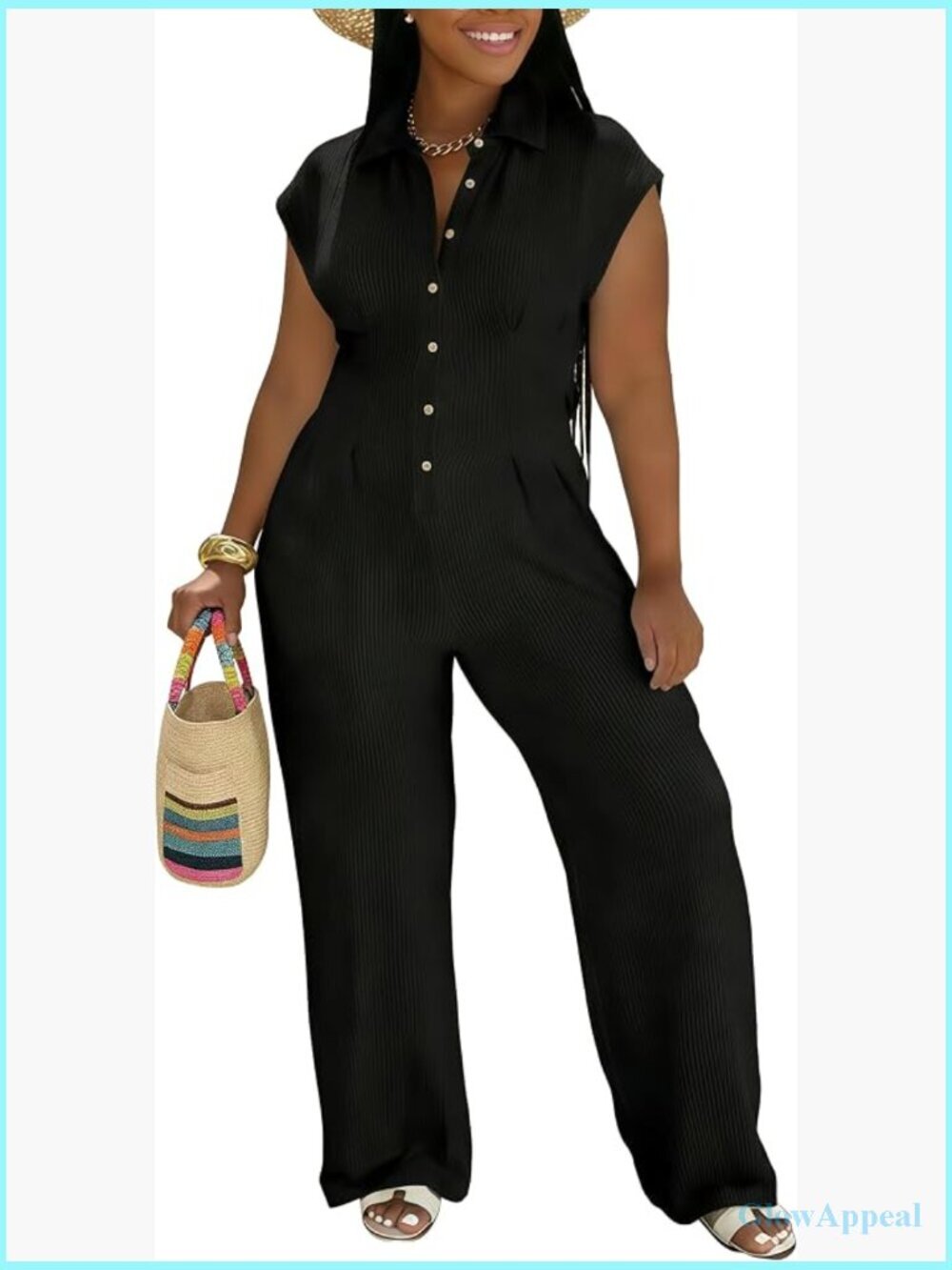Sexy Button Up Wide Leg Jumpsuit Romper Summer Going Out